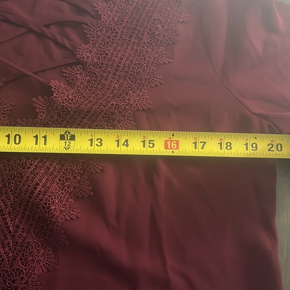 NWOT NINE BRITTON STITCH FIX Detailed Neckline blouse burgundy size medium - Picture 7 of 14